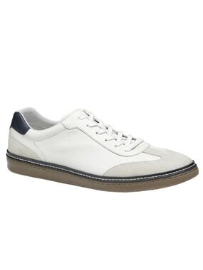 Johnston & Murphy Men's White McGuffey T-Toe Leather Low Top Sneaker